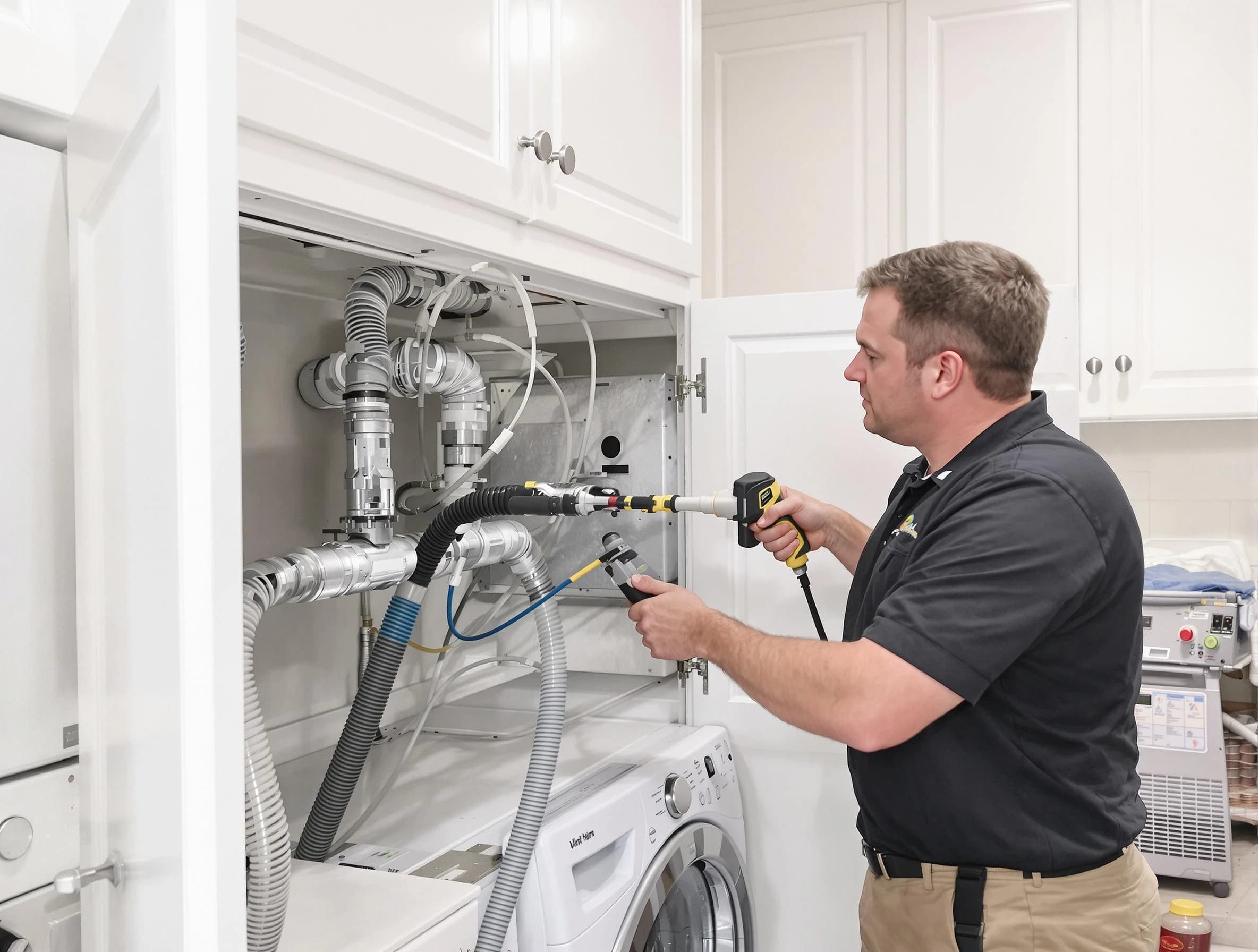 Dacono Dryer Vent Cleaning professional removing severe blockage from a clogged dryer vent in Dacono