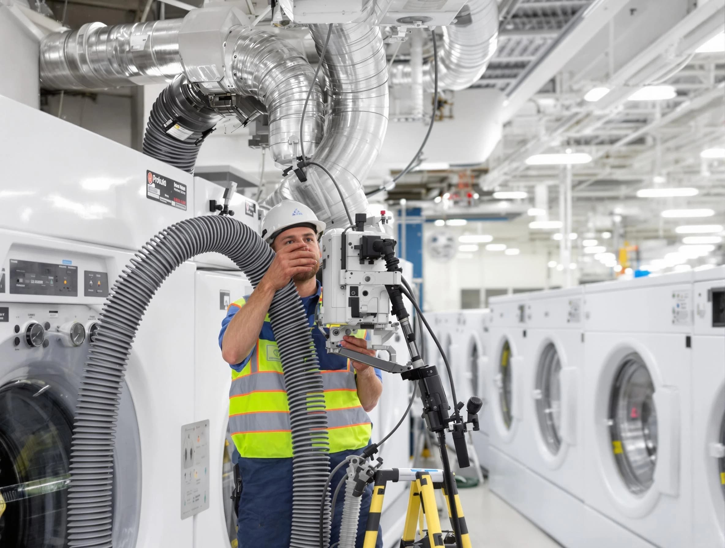 Dacono Dryer Vent Cleaning team performing commercial-grade dryer vent cleaning at a business facility in Dacono