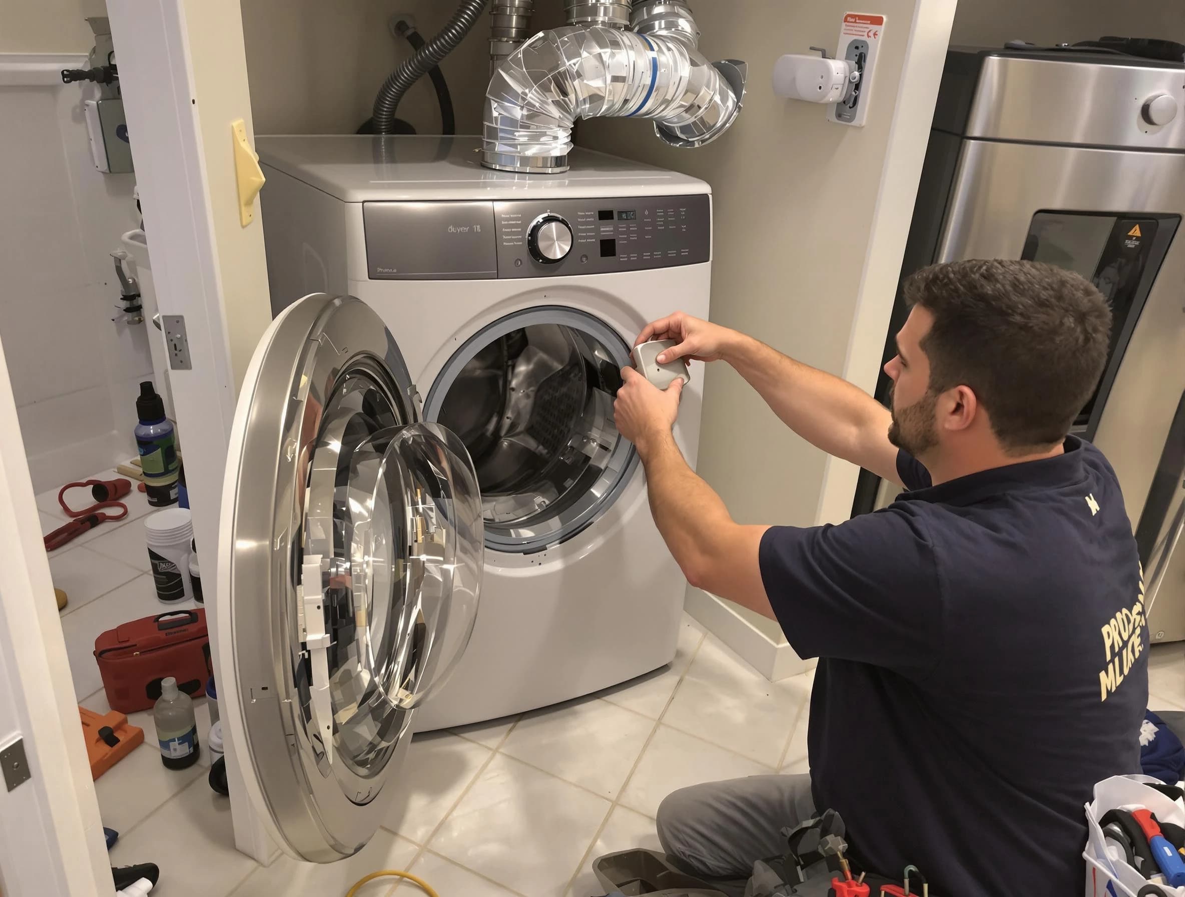 Dacono Dryer Vent Cleaning technician performing precise dryer vent hose installation in Dacono